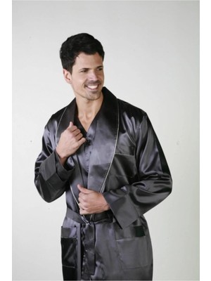 Ancelo Erkek Çeyizlik 3 Parça Saten Robdöşambr ve Pijama Takım