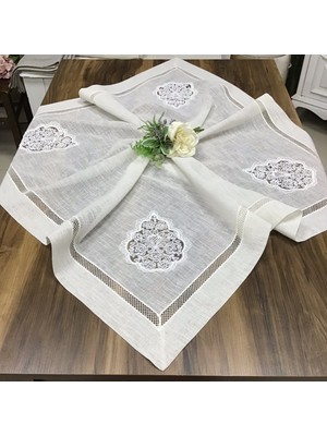 Oya Home Sultan Kolberli Kare Örtü- Açık Gri- 100x100 Cm