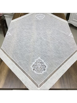 Oya Home Sultan Kolberli Kare Örtü- Açık Gri- 100x100 Cm