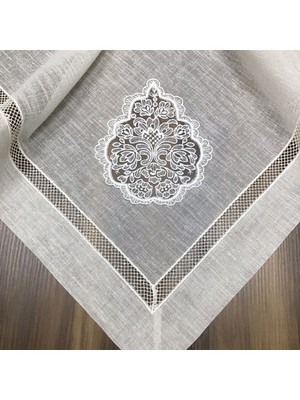 Oya Home Sultan Kolberli Kare Örtü- Açık Gri- 100x100 Cm