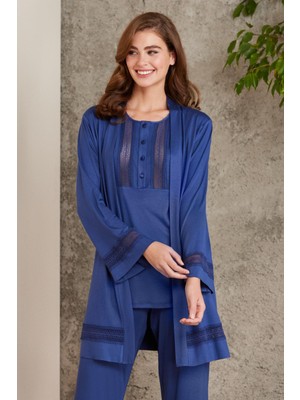 Pierre Cardin Dantelli Penye 3'lü Kadın Pijama Takımı - 2800