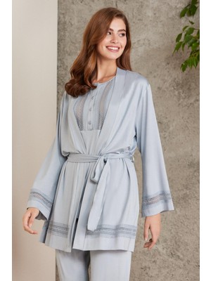 Pierre Cardin Dantelli Penye 3'lü Kadın Pijama Takımı - 2800