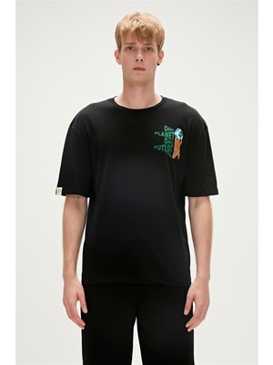Bad Bear Re-Bear Recycle Siyah T-Shirt Baskılı Erkek Tişört