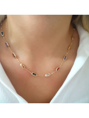 Engingold 14 Ayar Altın Renkli Taşlı Kolye