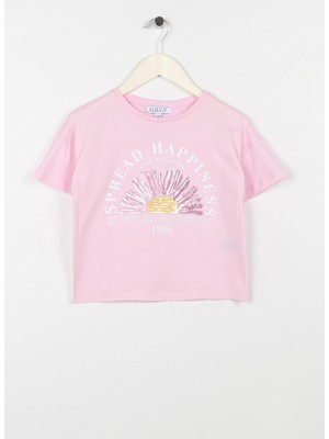 Limon Baskılı Pembe Kız Çocuk T-Shirt Read Girl-23