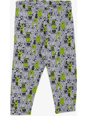 Macawı Erkek Çocuk Pijama Takımı Köpekçik Desenli 3-7 Yaş, Gri Melanj