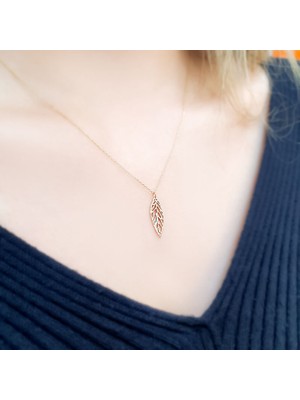 Engingold 14K Altın Zeytin Yaprağı Kolye