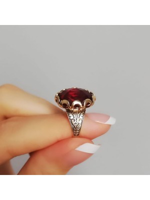 Engingold 14K Altın Granat Lal Taşlı Yüzük