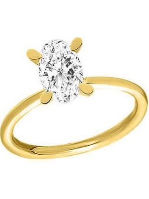 Engingold 14 Ayar Sarı Altın Tektaş Yüzük