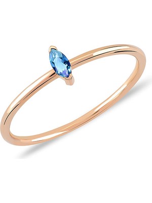 Engingold 14K Altın Rhythm Markiz Turkuaz Yüzük