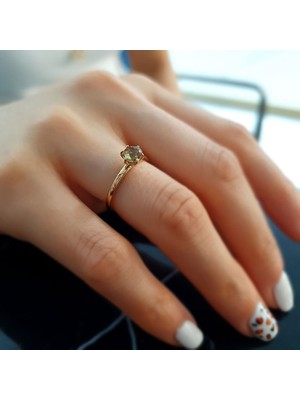 Engingold 14K Altın Smoky Quartz Taşlı Yüzük