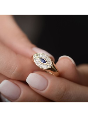 Engingold 14K Altın Renkli Taşlı Göz Yüzük