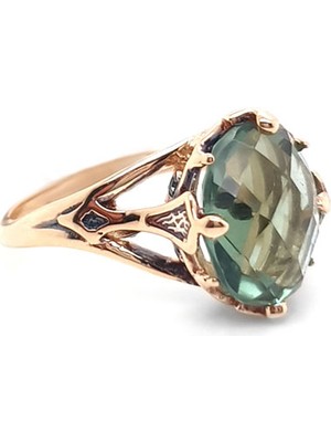 Engingold 14K Altın Yeşil Topaz Taşlı Yüzük