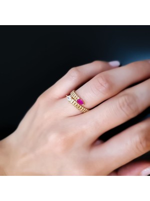 Engingold 14 Ayar Altın Damla Taşlı Yüzük