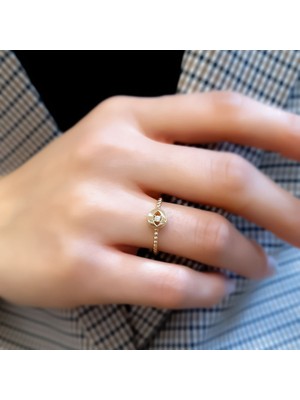 Engingold 14 Ayar Altın Taşlı Göz Yüzük