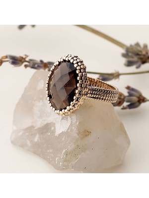 Engingold 14K Altın Dumanlı Topaz Taşlı Yüzük