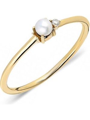 Engingold 14K Altın Taşlı Inci Yüzük