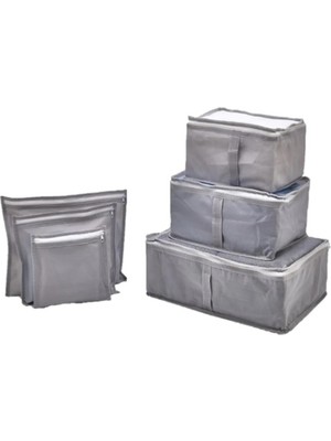 Winbox 6'lı Set Bavul İçi Düzenleyici, Bavul Organizer, Valiz Düzenleyici - Gri