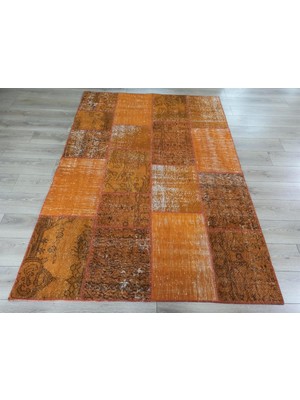 Çam Halı PW725 Turuncu El Dokuma Patchwork Yün Halı