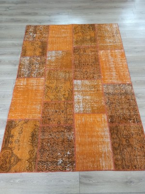 Çam Halı PW725 Turuncu El Dokuma Patchwork Yün Halı