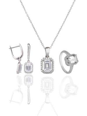 Encili Silver 925 Ayar Gümüş Swarovski Model Gümüş Set