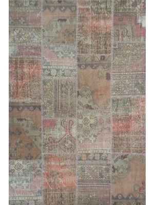 Çam Halı PW13296 Gül Kurusu El Dokuma Patchwork Yün Halı