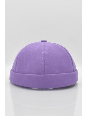 Külah Kadın Hipster Katlamalı Cap Lila Docker Şapka