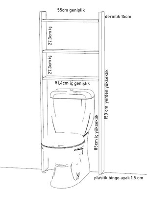 Yaman Dekorasyon Wc Arkası Raf Banyo Tuvalet Düzenleyici