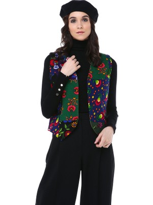 Narina Divitin Pazen'den Patchwork Kırkyama Kısa  Kışlık Yelek