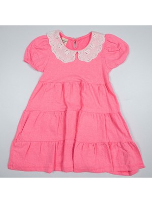 Divonette Kız Çocuk Beyaz Yakalı Pamuklu Elbise