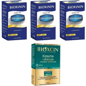 Bioxin Forte %5 Deri Spreyi 60 ml 3 Adet + Bioxcin Keratin & Argan Onarıcı Şampuan 300 ml