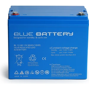 Blue Battery 12 Volt 80 Amper Bakımsız Kuru  Akü , Ups Aküsü