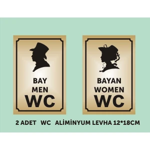 Wc Tuvalet Kapısı Levhası Gold Aliminyum 12*18CM