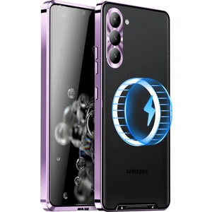 For Samsung Galaxy S23 Telefon Kapağı Tpu Geri + Elektrokaplama Metal Kenar Entegre Lens Koruma Anti-Drop Mat Telefon Kılıfı Desteği Kablosuz Şarj (Yurt Dışından)