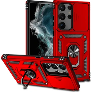 For Samsung Galaxy S23 Ultra Için Geri Kılıf, Slayt Kamera Koruyucu Tasarım Anti-Drop Pc + Tpu Koruyucu Telefon Kapağı Metal Ring Kickstand (Yurt Dışından)