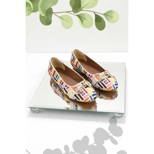 Ekru Nakışlı  Kadın Loafer Ayakkabı K01641167082