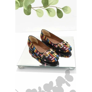 Siyah Nakışlı  Kadın Loafer Ayakkabı K01641167082