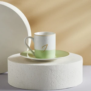 I Harfli Tek Kişilik Porselen Kahve Fincanı 100 ml