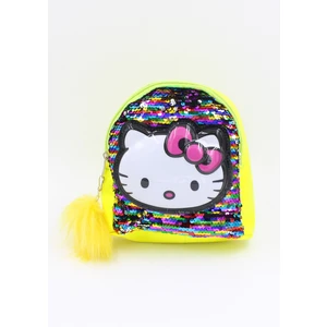 039 3005 Hello Kitty Kedicikli Payetli Işıklı Sarı Sırt Çantası