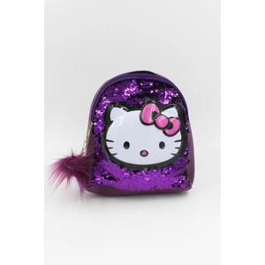 039 3005 Hello Kitty Kedicikli Payetli Işıklı Mor Sırt Çantası