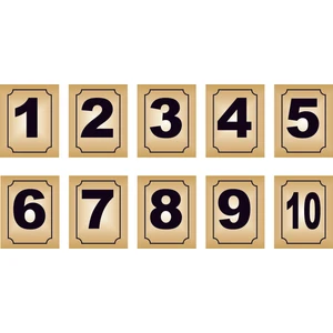 Yüksel 34 Alüminyum Parlak Gold Metal Kapı Masa Dolap Numarası 10'lu Arkası Yapışkanlı