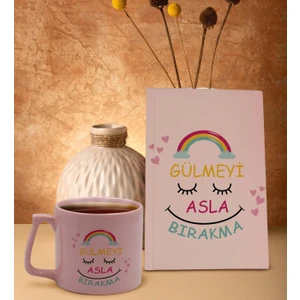 Bk Gift Pudra Pembesi Sert Kapaklı Defter ve Middle Kupa Seti, Arkadaşa Hediye, Yeni Iş Hediyesi, Doğum Günü Hediyesi-17