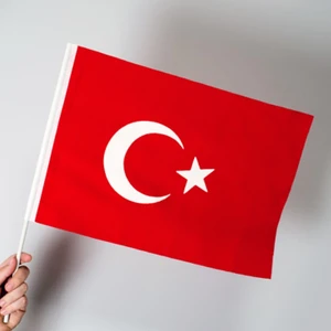 Türk Bayrağı 30X45 cm Alpaka Kumaş - Sopalı - 50 Adet