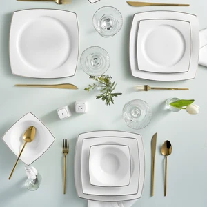 Square Bone Jamie 57 Parça 12 Kişilik Yemek Takımı Platin