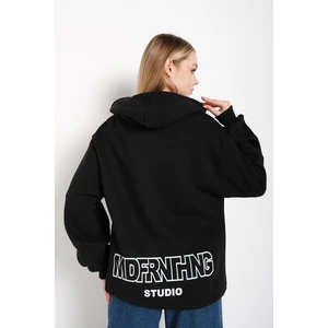 Kadın Mad For Nothing Baskılı Oversize Kapüşonlu Sweatshirt