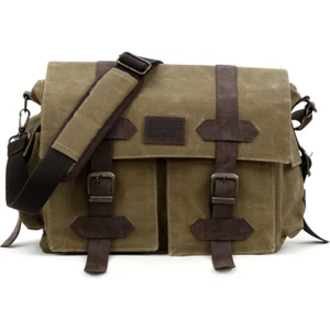 Old Cotton Cargo 7156 Salaş Suya Dayanıklı Omuz Okul Laptop Seyahat Çantası Mumlu Pamuk Kanvas Kumaş