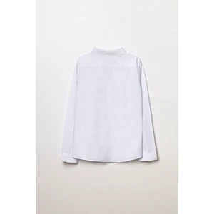 Erkek Çocuk Beyaz Klasik Yumuşak Dokulu Düz Gömlek