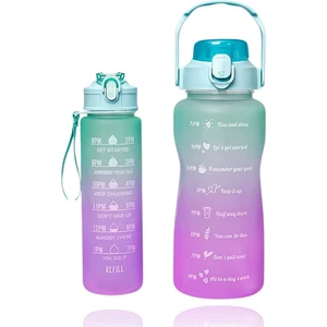 2li Motivasyonel Su Matarası Su Şişesi 2LT+900ML Yavrulu Su Şişesi Tritan Suluk