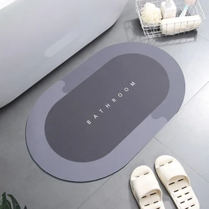 Ankanorm Banyo Paspası Süper Su Emici Kaymaz Tabanlı Paspas Banyo Paspası Oval Diatomit Paspas Süper Emici Paspas Oval (60X39CM)
