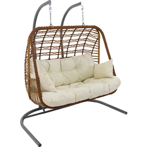 Monalin Home Garden Kudüs Rattan Cross El Örgüsü Çift Kişilik Balkon Teras Bahçe Salıncağı